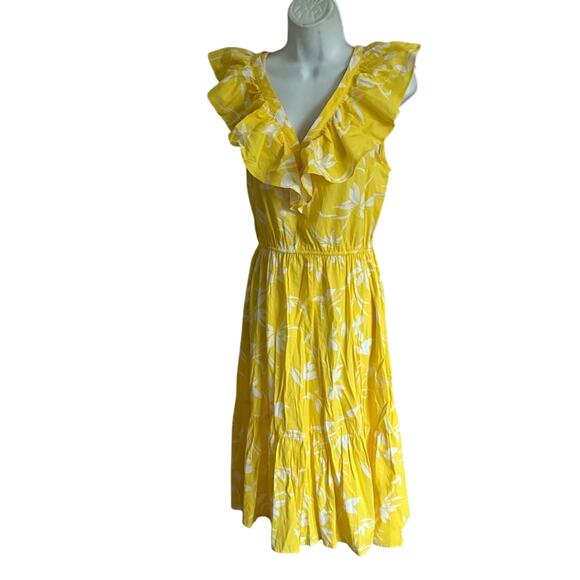 Banana Republic Yellow Ruffled Tiered Sundress with V-Neck NEW Women’s Small - Picture 1 of 13
